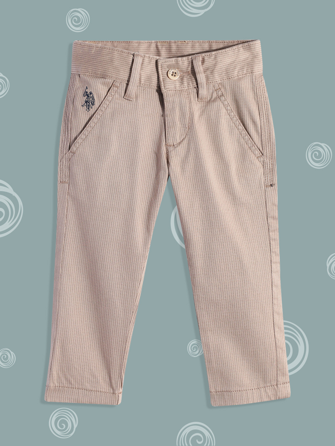 

U.S. Polo Assn. Kids Boys Beige Self Design Trousers