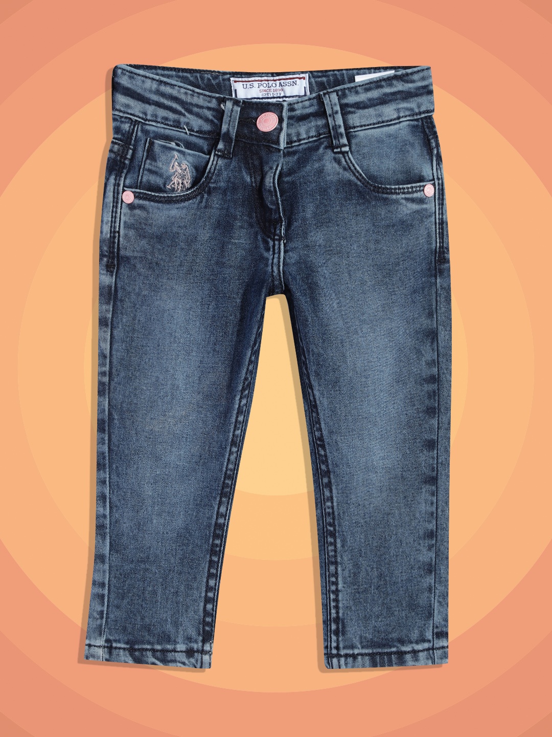 

U.S. Polo Assn. Kids Girls Blue Slim Fit Clean Look Stretchable Jeans