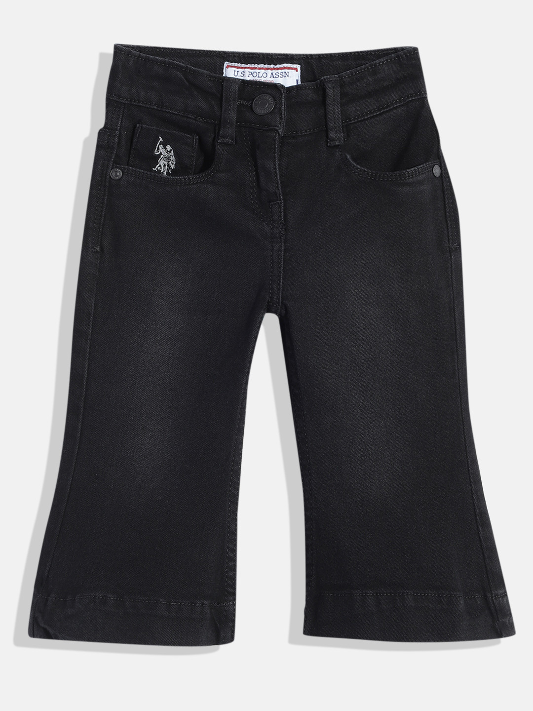 

U.S. Polo Assn. Kids Girls Black Bootcut Clean Look Stretchable Jeans