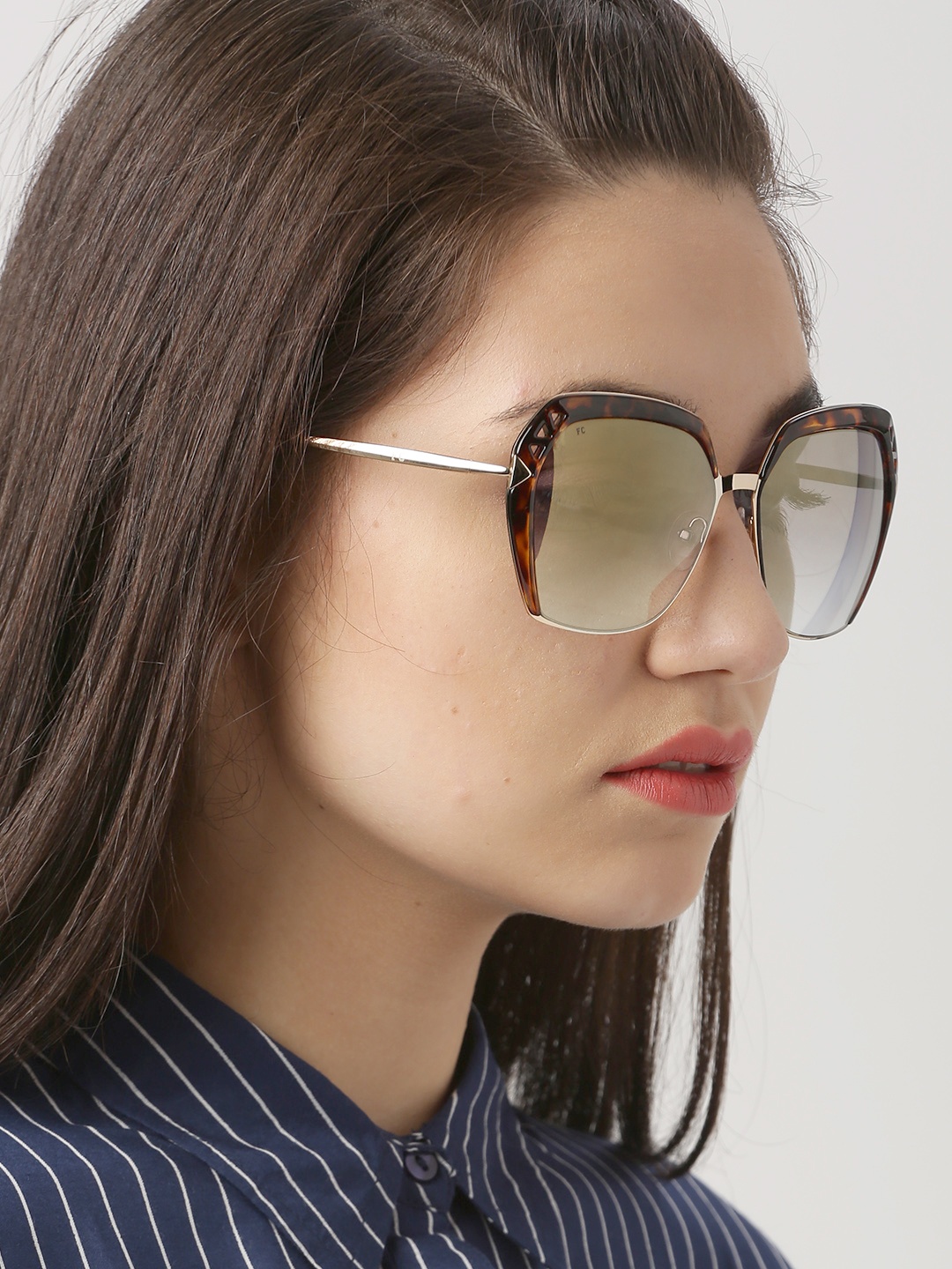

French Connection Women Mirrored Rectangle Sunglasses FC 7382 C1 S, Yellow