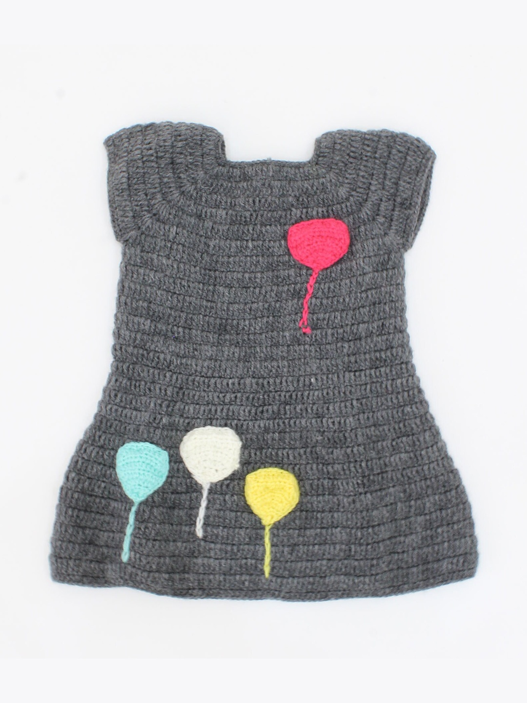 

Woonie Grey Applique A-Line Dress