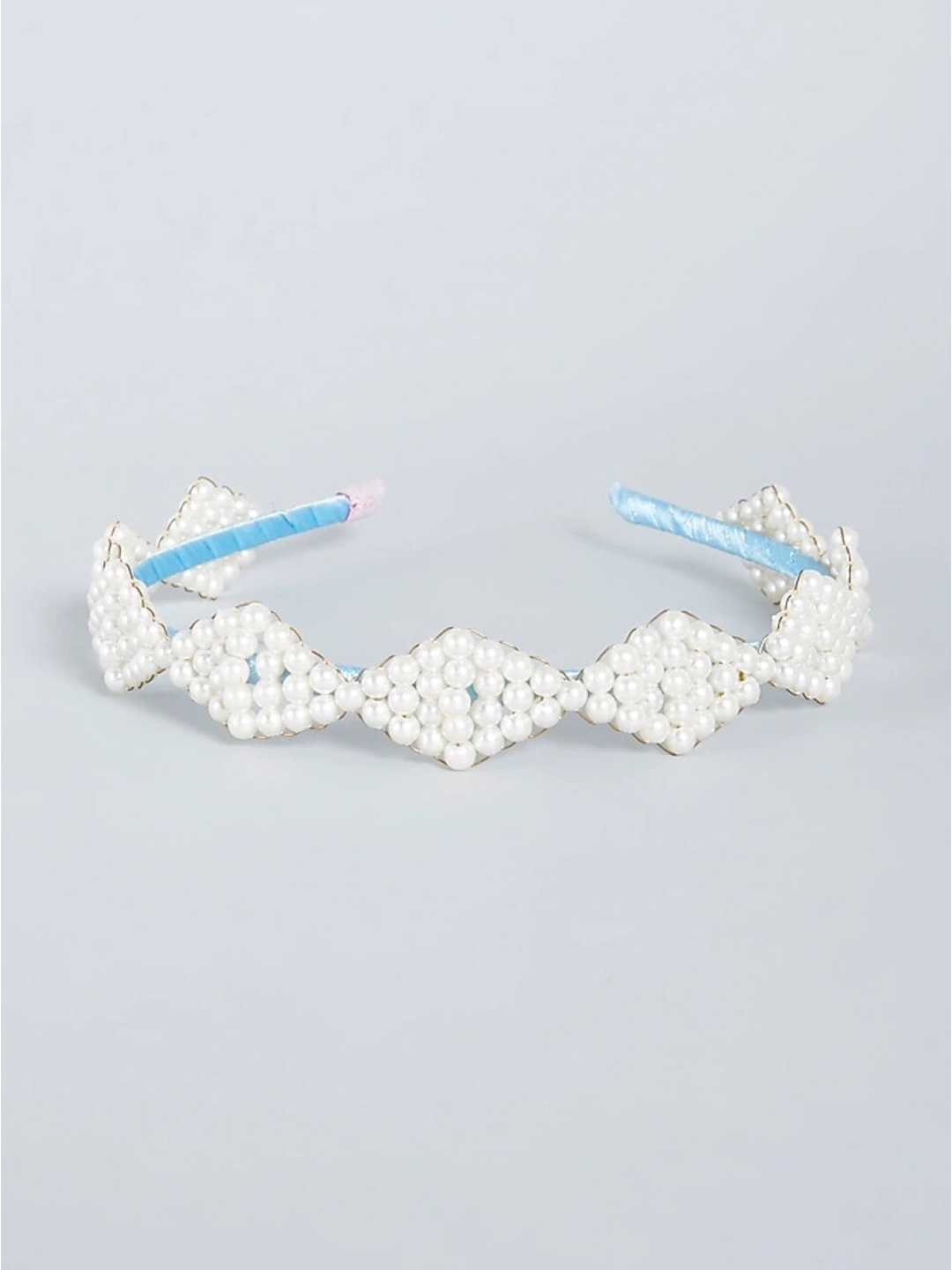 

Choko Girls Off-White & Blue Pearl Embellished Hairband
