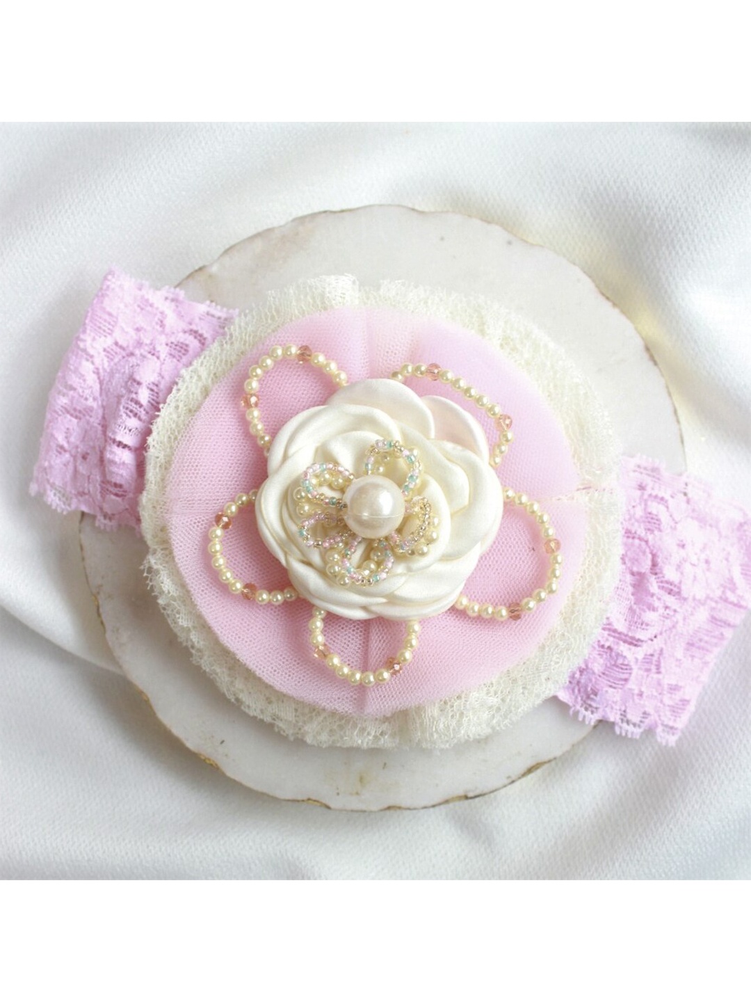

Choko Girls Pink & White Lace Hairband