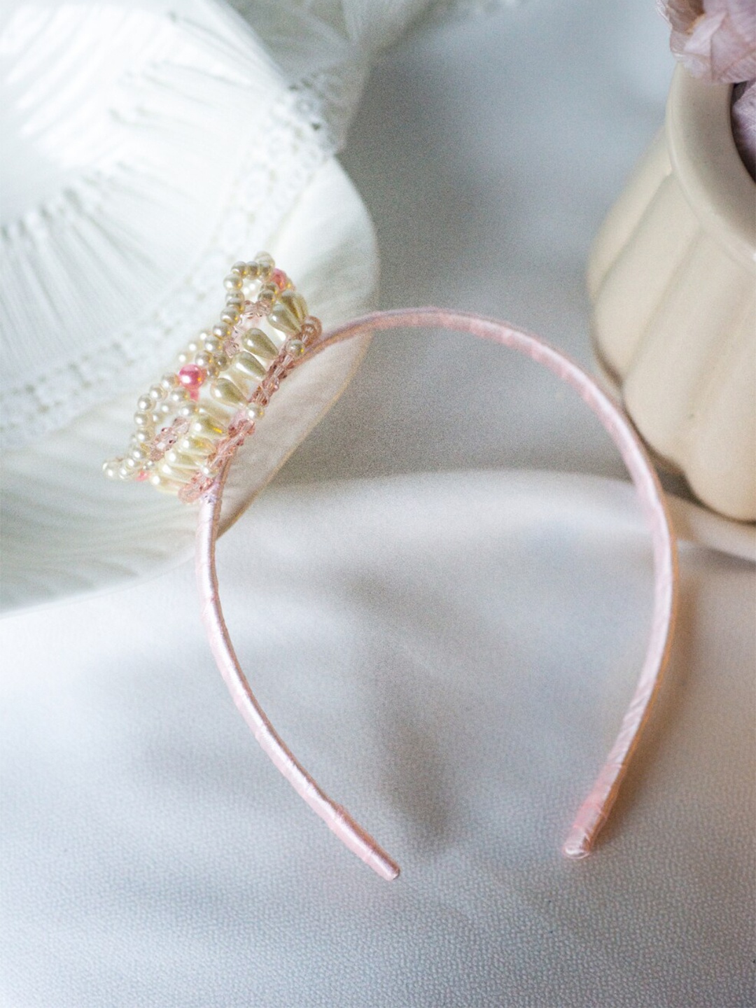 

Choko Girls White & Pink Embellished Hairband