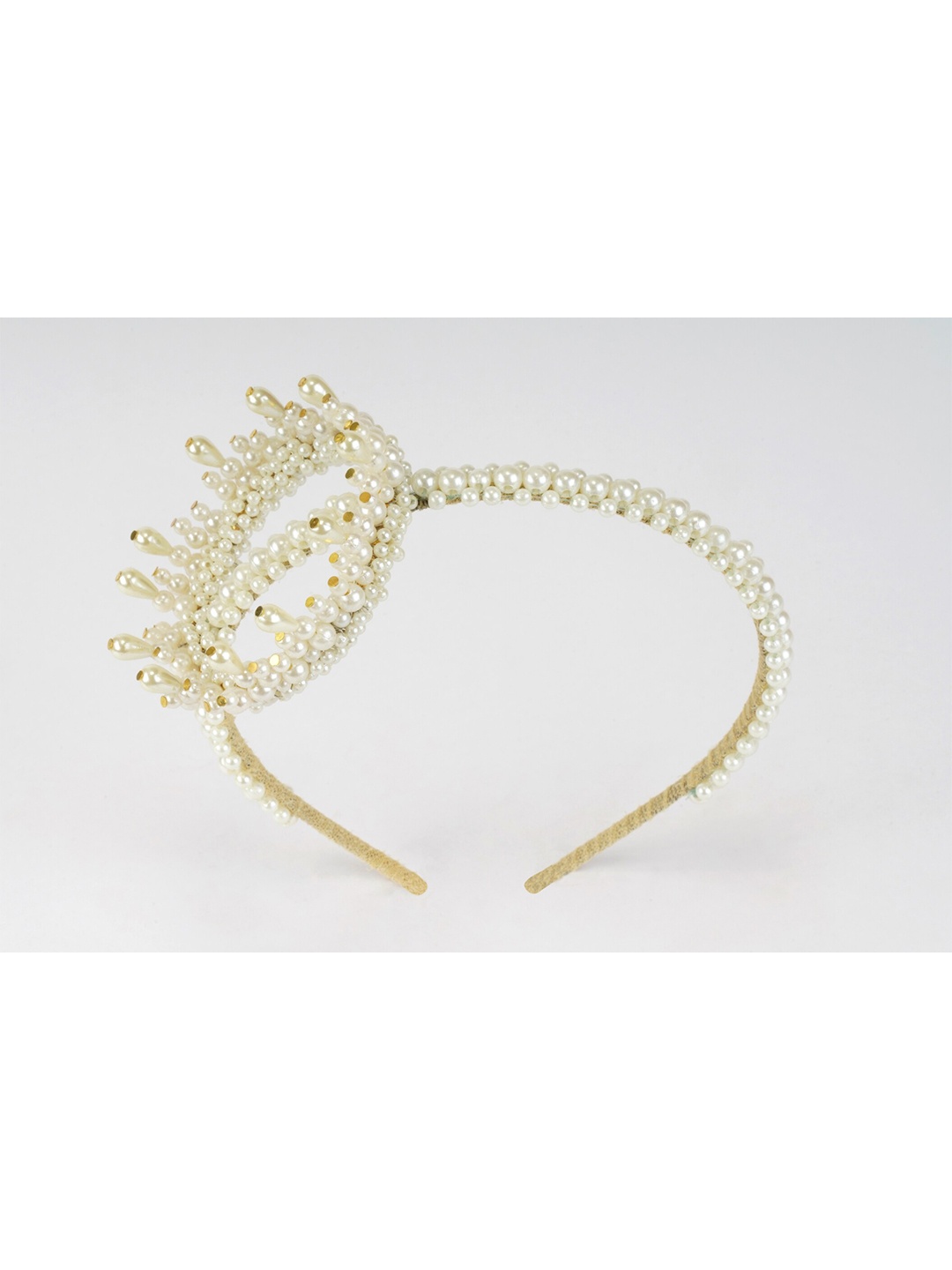 

Choko Girls White Embellished Snow Queen's Pearl Crown Headband Tiara