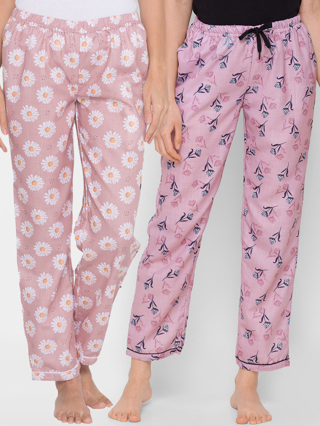 

FashionRack Women Set of 2 Cotton Lounge Pants, Pink