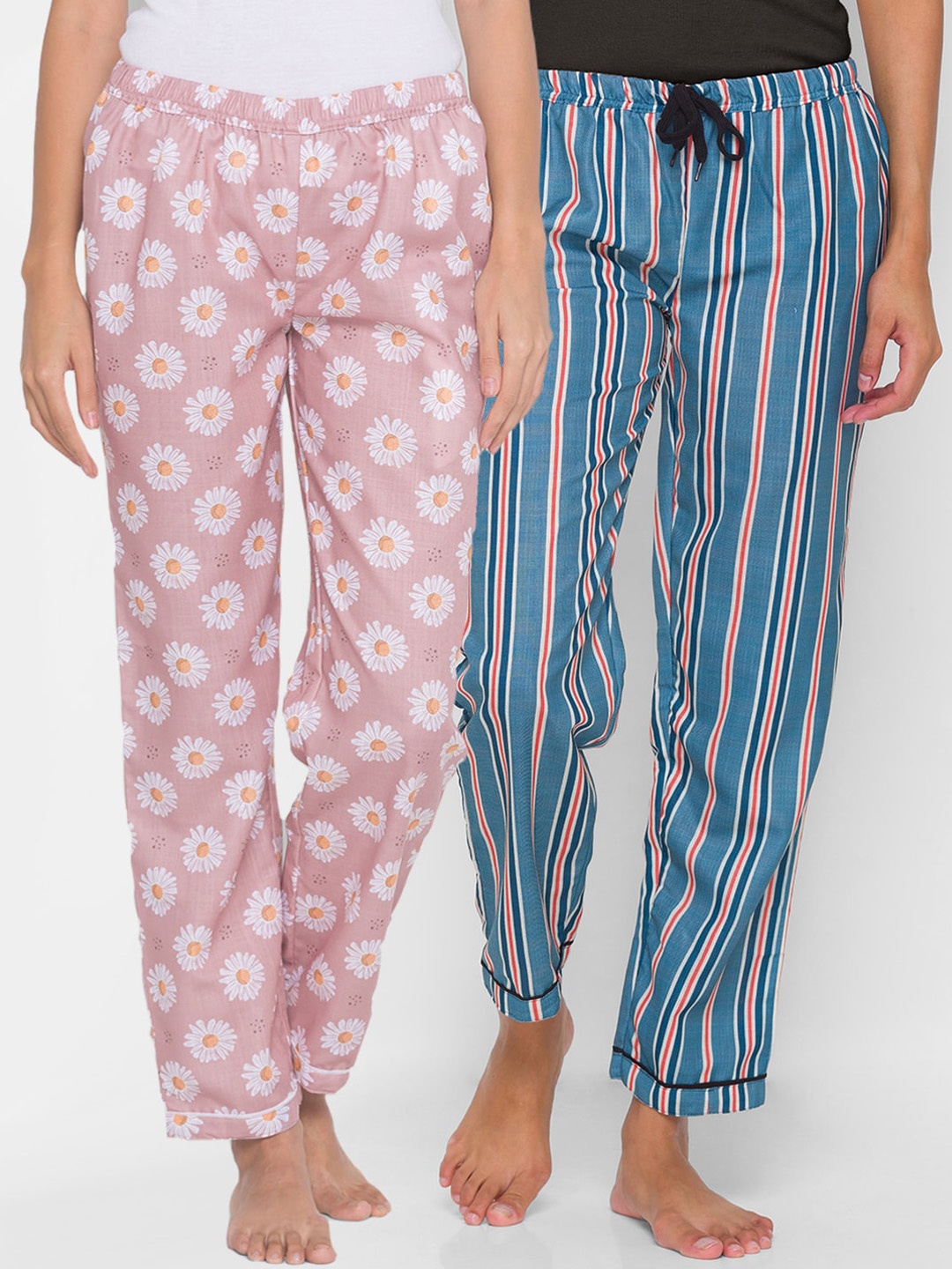 

FashionRack Women Set of 2 Cotton Lounge Pants, Pink