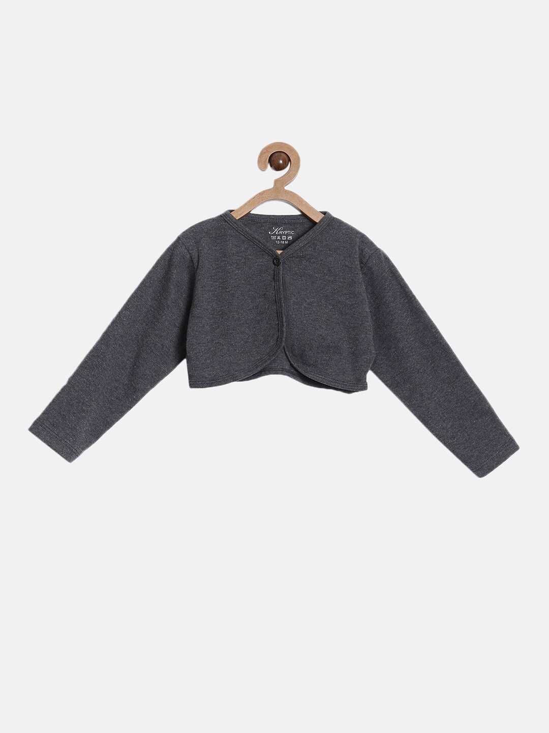 

Kryptic kids Girls Charcoal Button Shrug