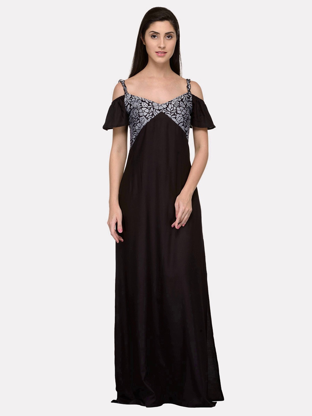 

PATRORNA Black Maxi Nightdress