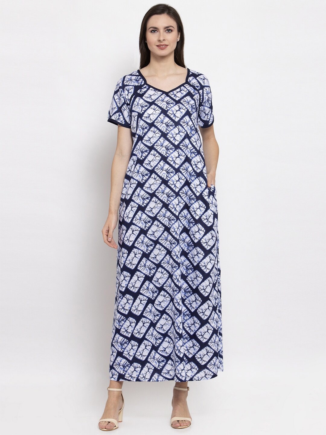 

PATRORNA Purple Printed Maxi Nightdress