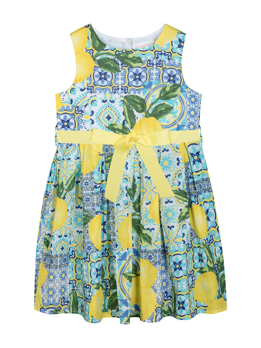 

Budding Kids- Girls Bees Green Tropical Floral A-Line Dress
