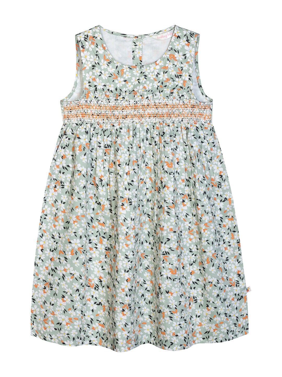 

Budding Bees Green Floral A-Line Dress