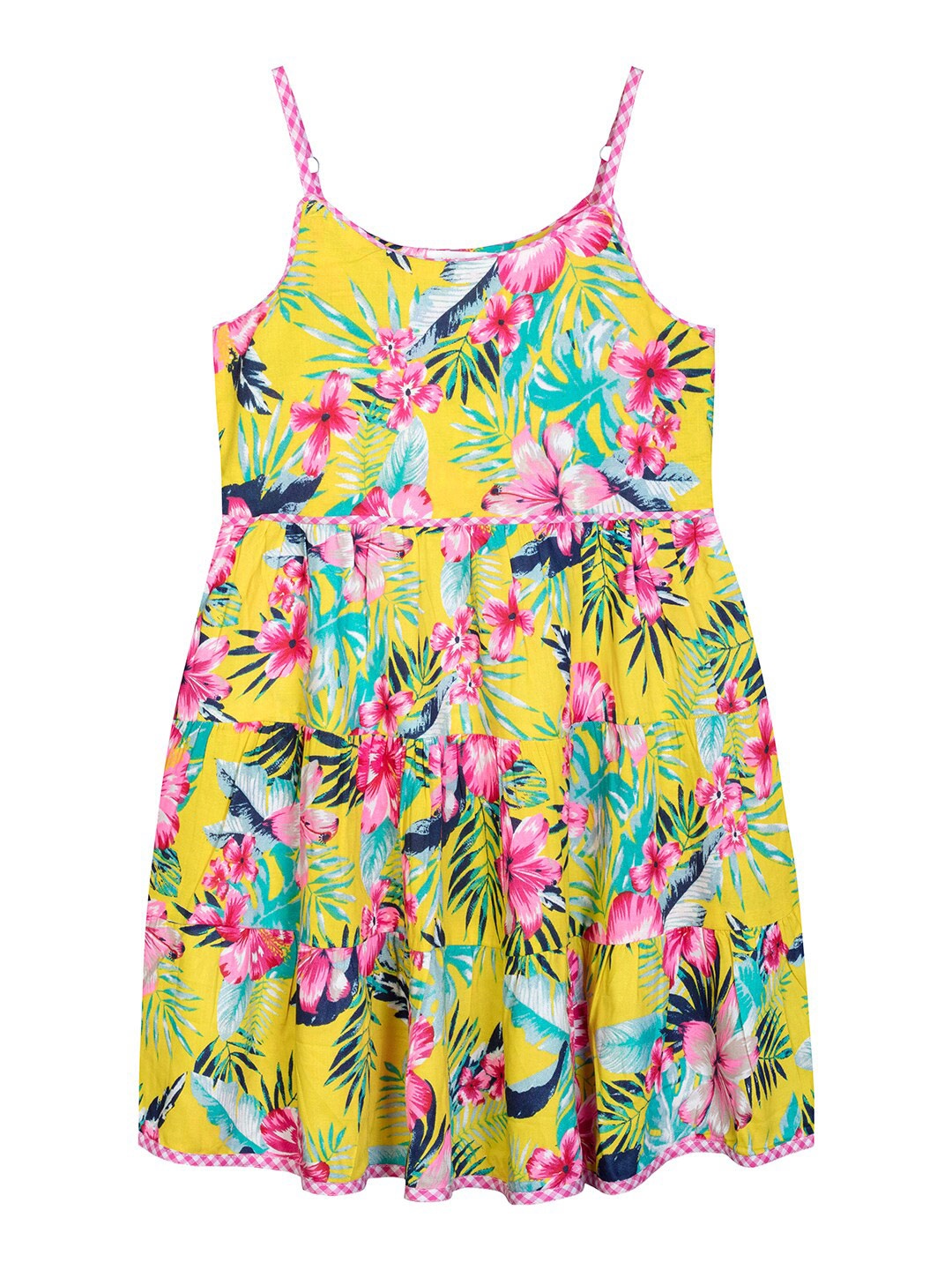 

Budding Bees Yellow & Multicoloured Floral Fit and Flare Dress