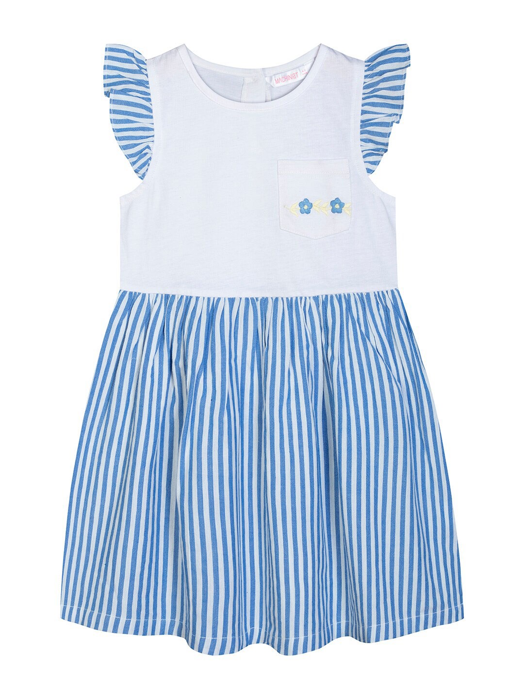 

Budding Bees Blue & White Striped Cotton Dress