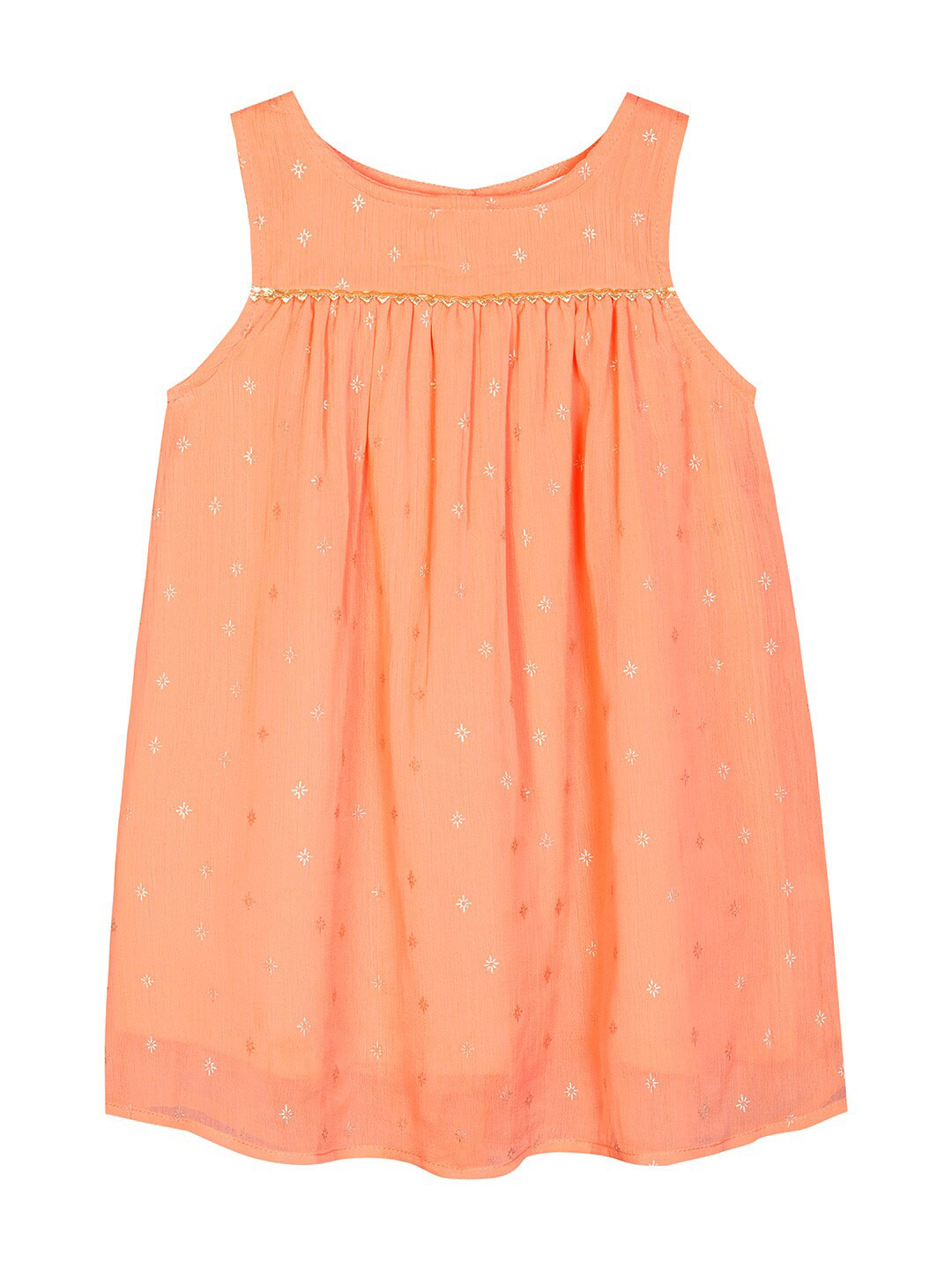 

Budding Bees Girls Orange Printed Chiffon Empire Dress