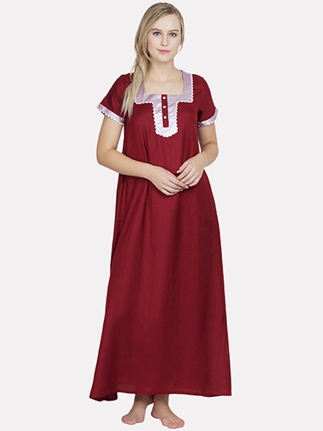 

PATRORNA Maroon Maxi Nightdress