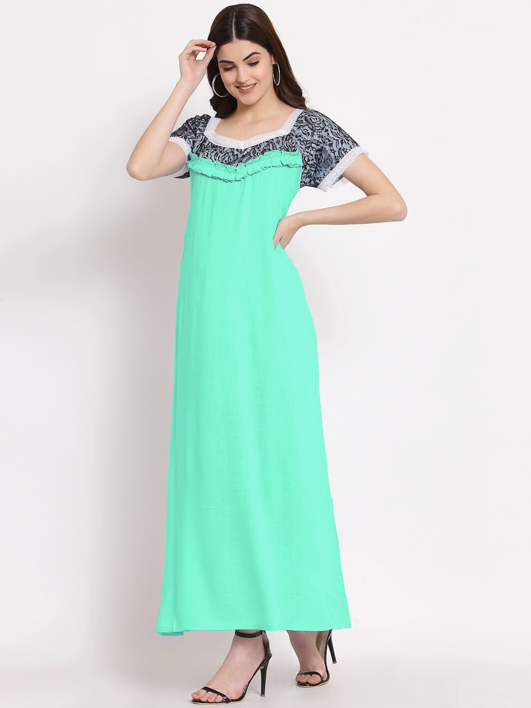 

PATRORNA Teal Maxi Gown Nightdress