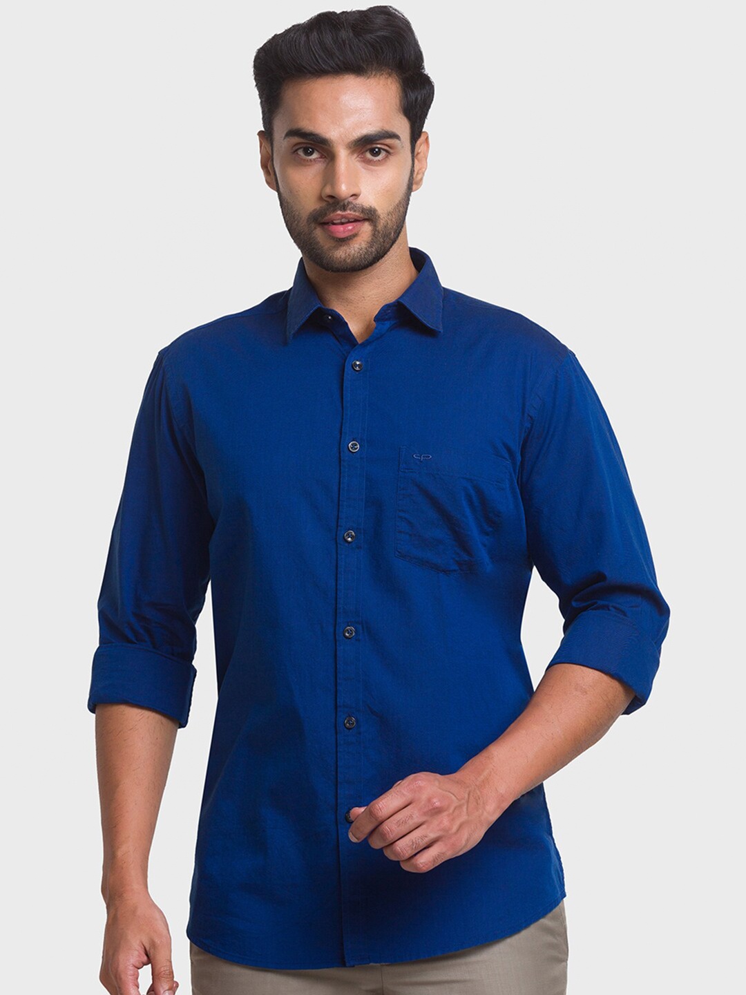

ColorPlus Men Blue Tailored Fit 100% Cotton Casual Shirt