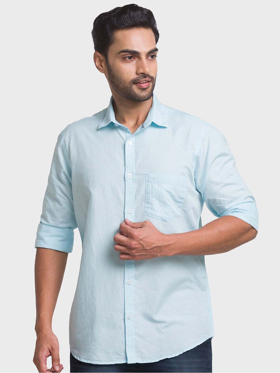 

ColorPlus Men Blue Tailored Fit Casual Shirt