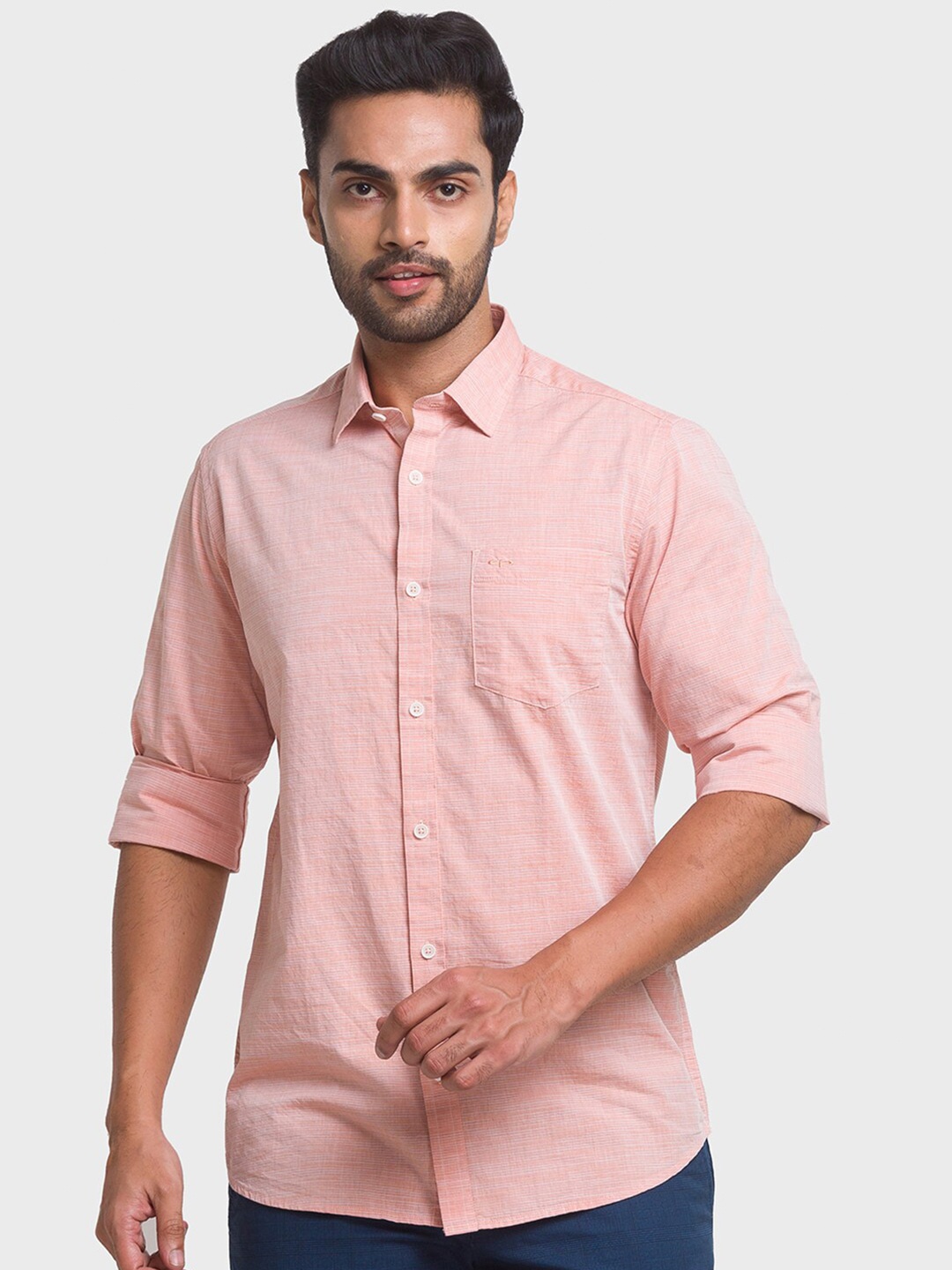 

ColorPlus Men Peach-Coloured Semiformal Shirt