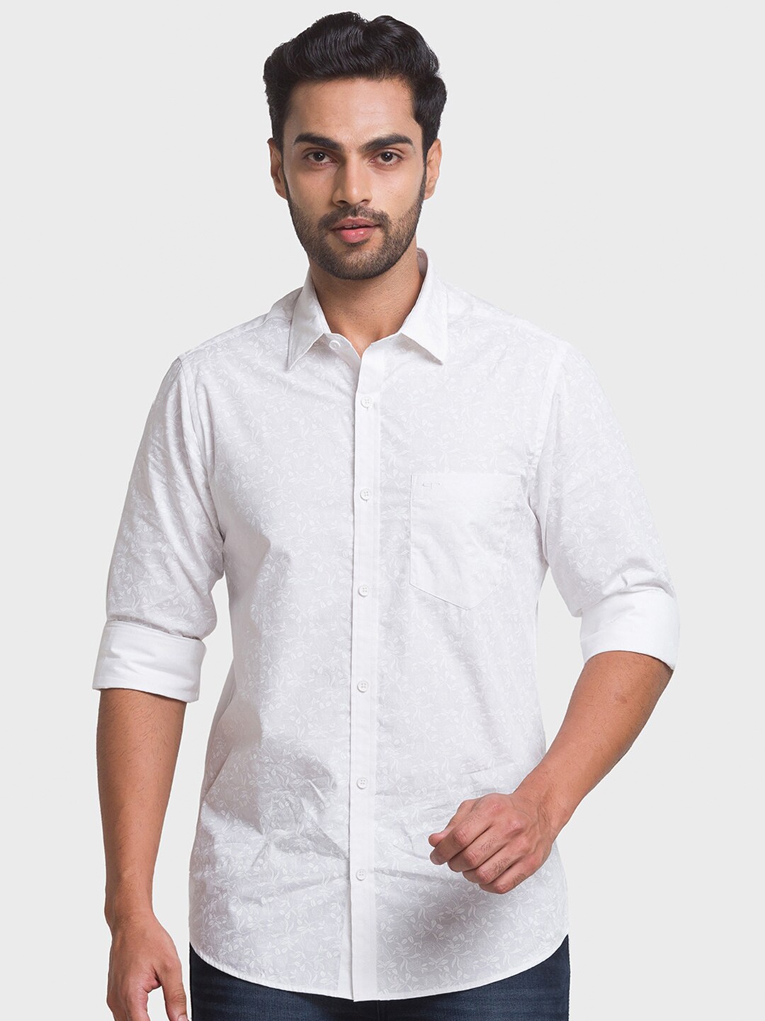 

ColorPlus Men White Casual Shirt