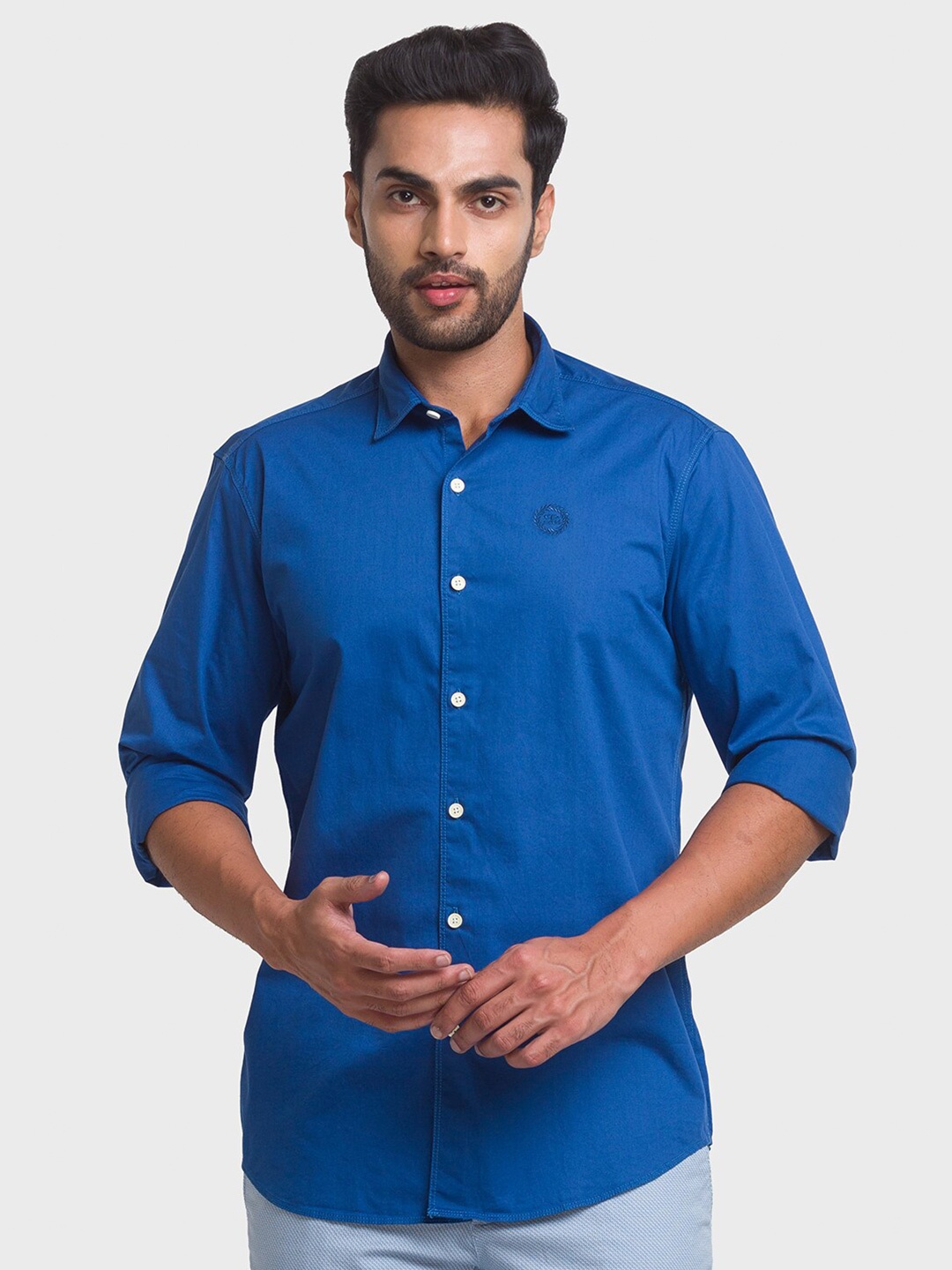 

ColorPlus Men Blue Tailored Fit Casual Shirt