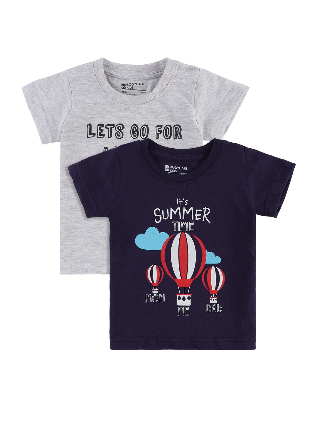 

Bodycare Kids Boys Grey & Black Pack Of 2 Typography Printed T-shirt