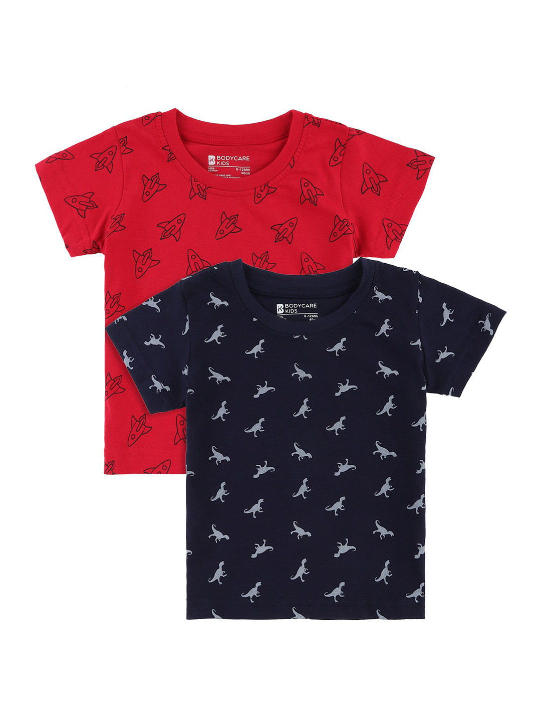 

Bodycare Kids Boys Navy Blue & Red Set Of 2 Printed T-shirt