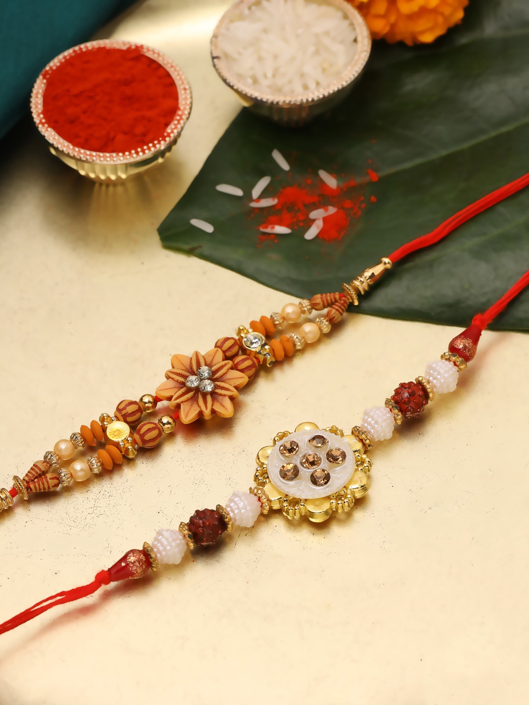 

Natures Buggy Men Set Of 2 Red Stone-Studded Rakhi