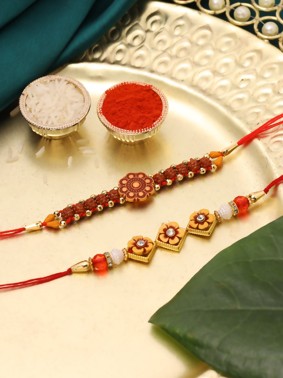 

Natures Buggy Men Set Of 2 Red Designer Rakhi, Multi