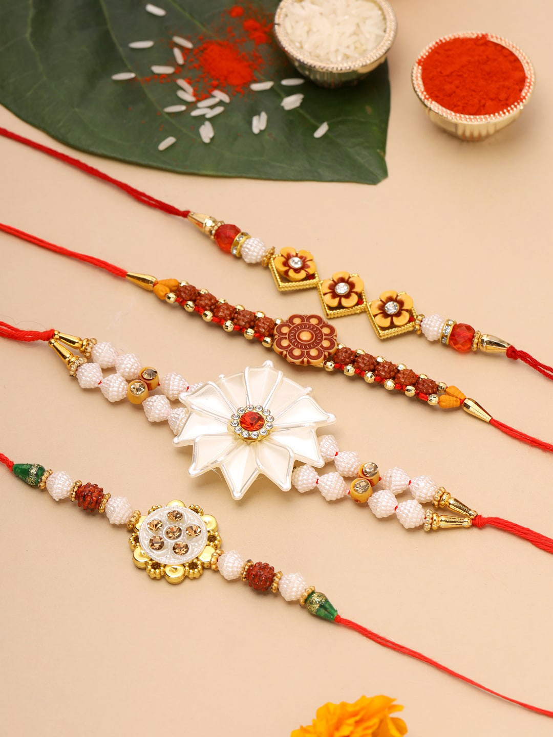 

Natures Buggy Men Set Of 4 Multi-Colored Tie-Up Rakhi