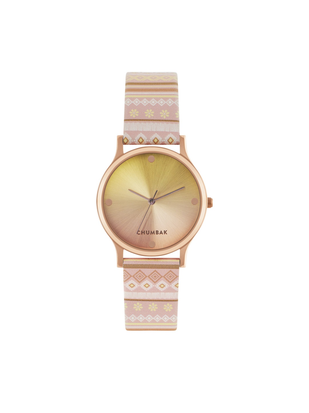 

TEAL BY CHUMBAK Women Peach-Coloured Brass Dial & Multicoloured Straps Analogue Watch
