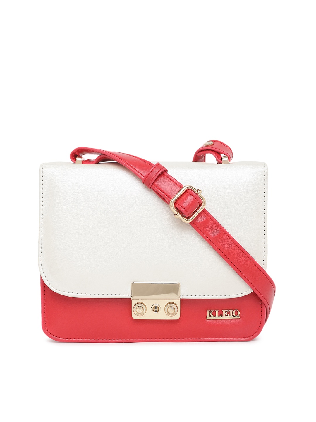 

KLEIO Red & White Colourblocked Sling Bag