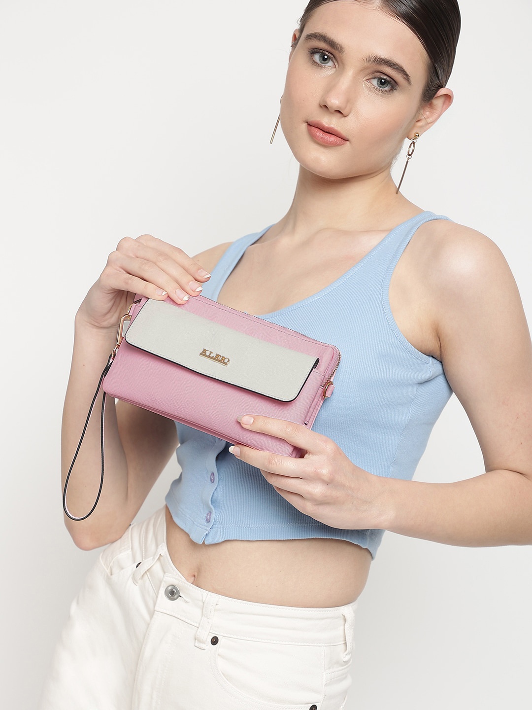 

KLEIO Colorblocked Sleek Cross Body Sling Bag, Pink