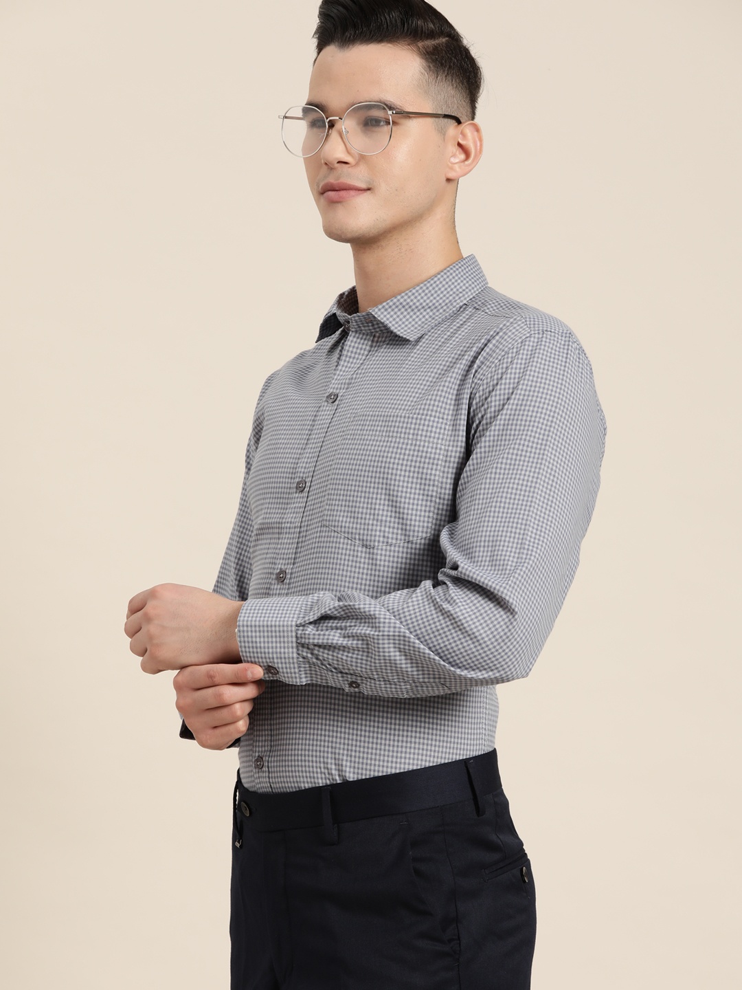 

INVICTUS Men Slim Fit Checked Formal Shirt, Grey