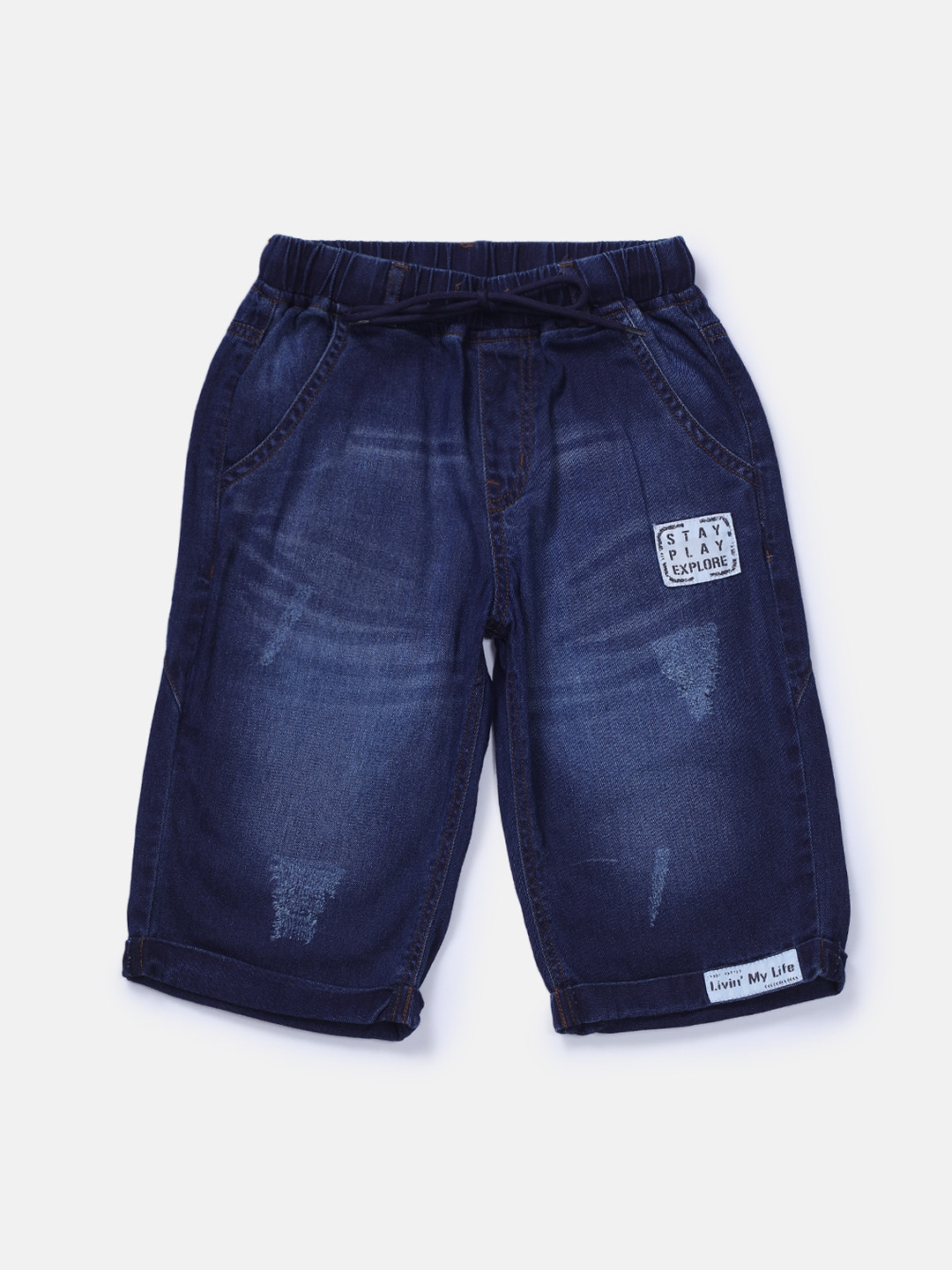 

Gini and Jony Boys Navy Blue Washed Denim Outdoor Denim Shorts
