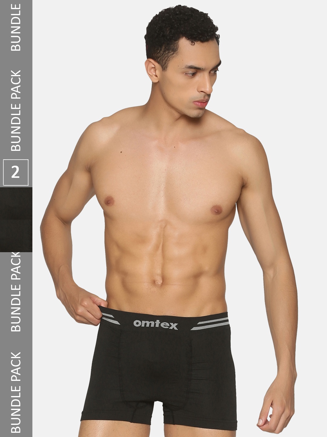 

Omtex Men Pack of 2 Trunks -Smls-Shrt-Blk-L-P2, Black