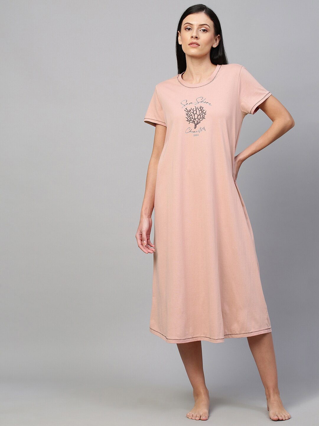 

Chemistry Pink Printed Nightdress