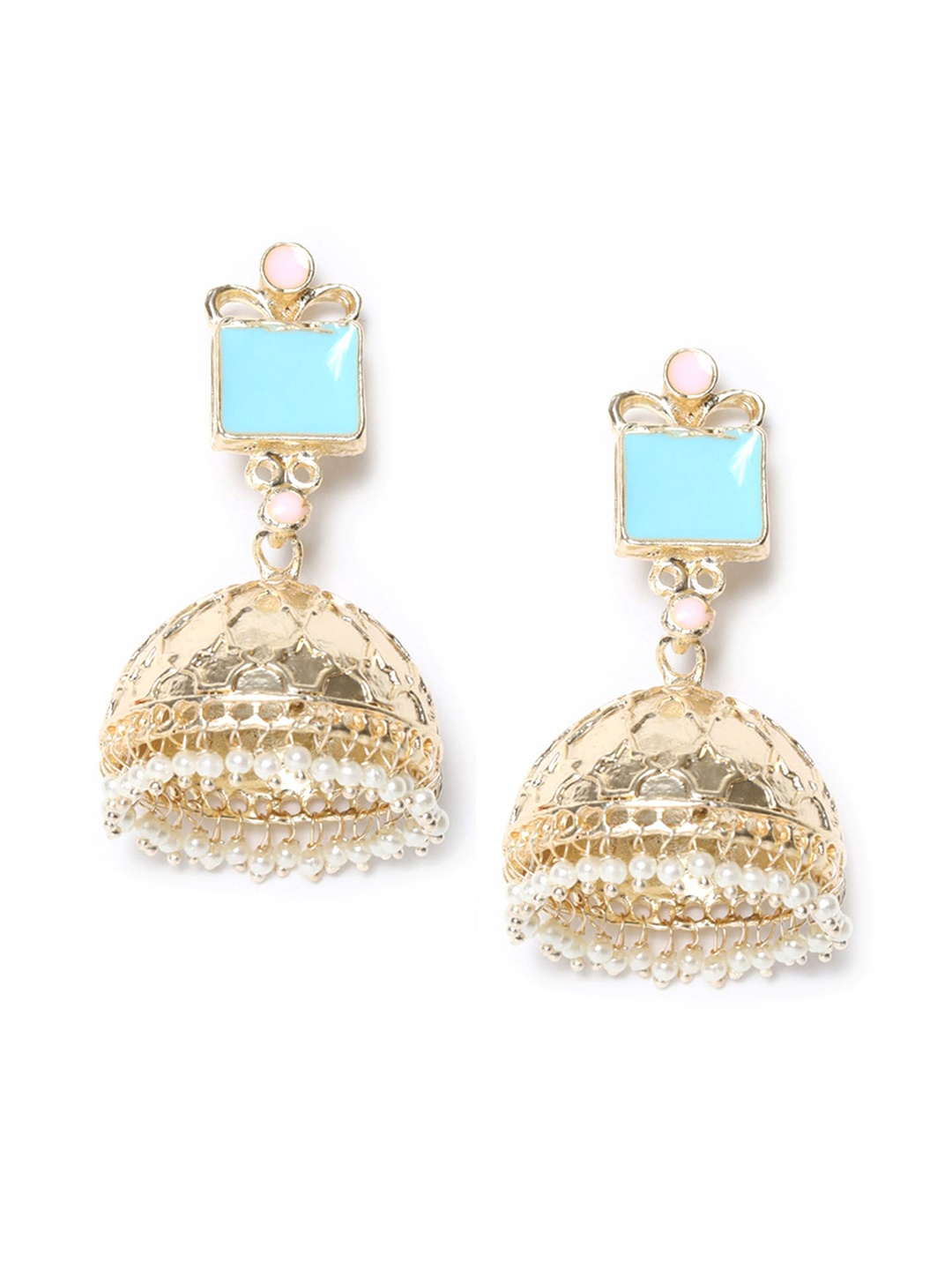 

WISHFUL Blue Dome Shaped Jhumkas Earrings