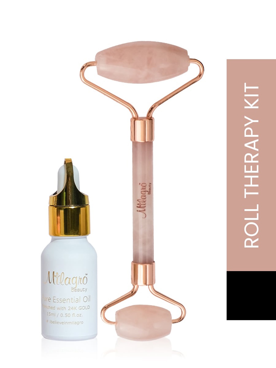 

Milagro beauty Peach-Coloured Rose Quartz Roller & Essential Oil