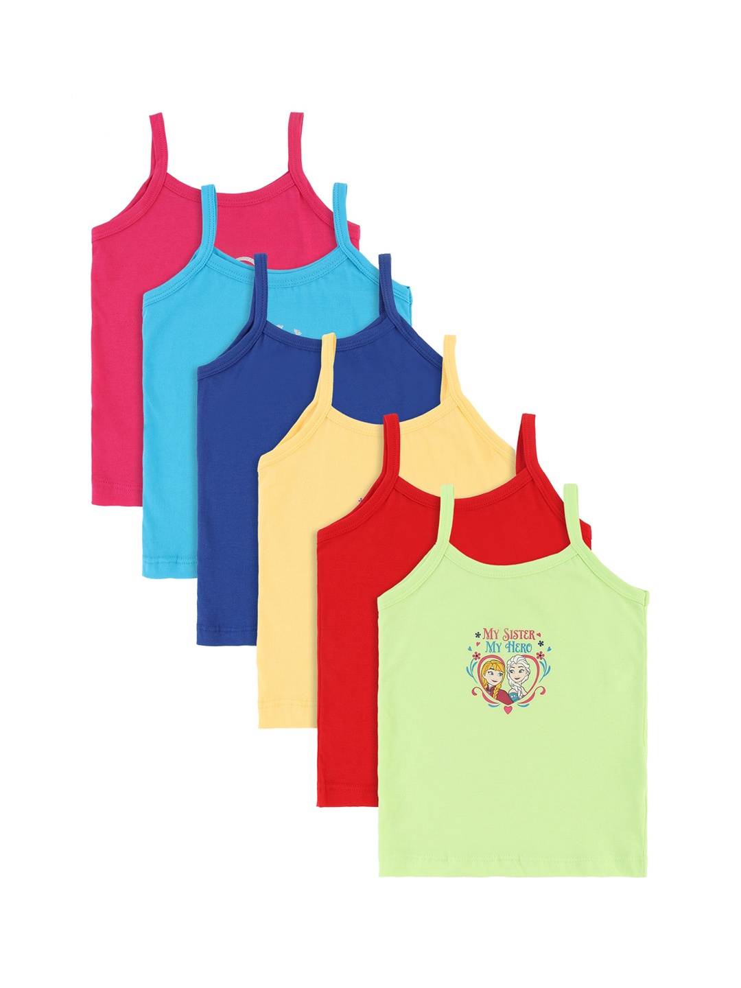 

Bodycare Kids Girls Pack Of 6 Assorted Frozen Printed Cotton Camisoles