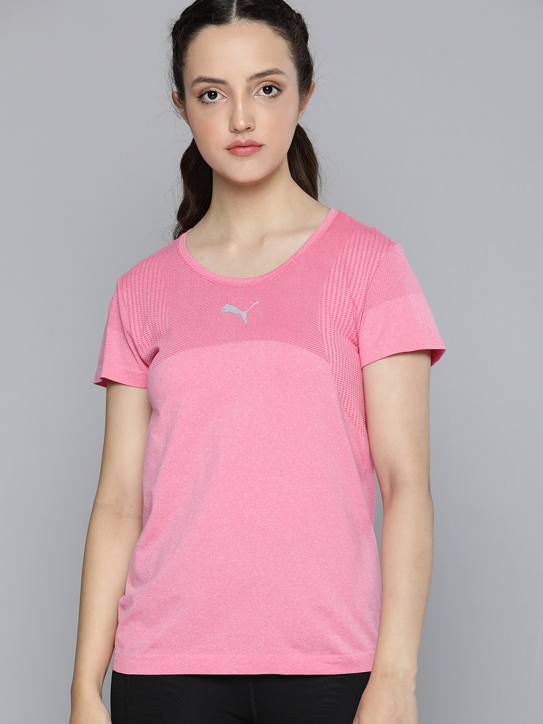 

Puma Women Pink Slim Fit evoKNIT Seamless dryCELL T-shirt