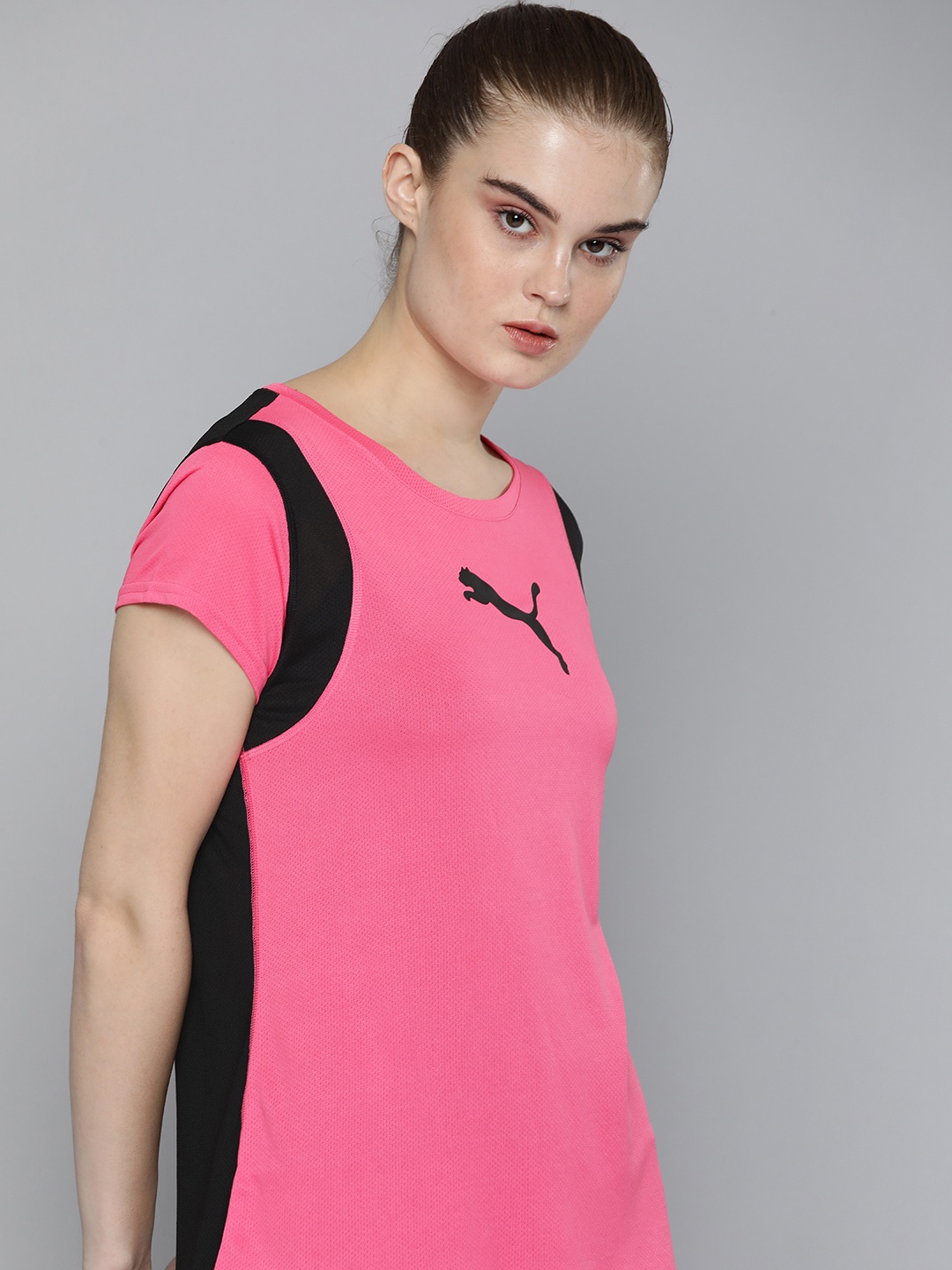 

Puma Women Pink & Black Colourblocked dryCELL TRAIN ALL DAY T-shirt