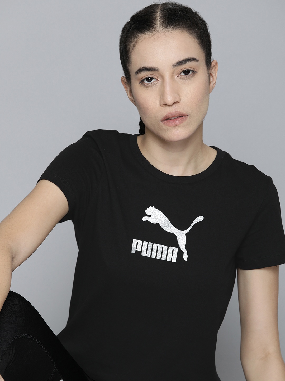 

Puma Brand Logo Printed Pure Cotton Regular Fit T-shirt, Black