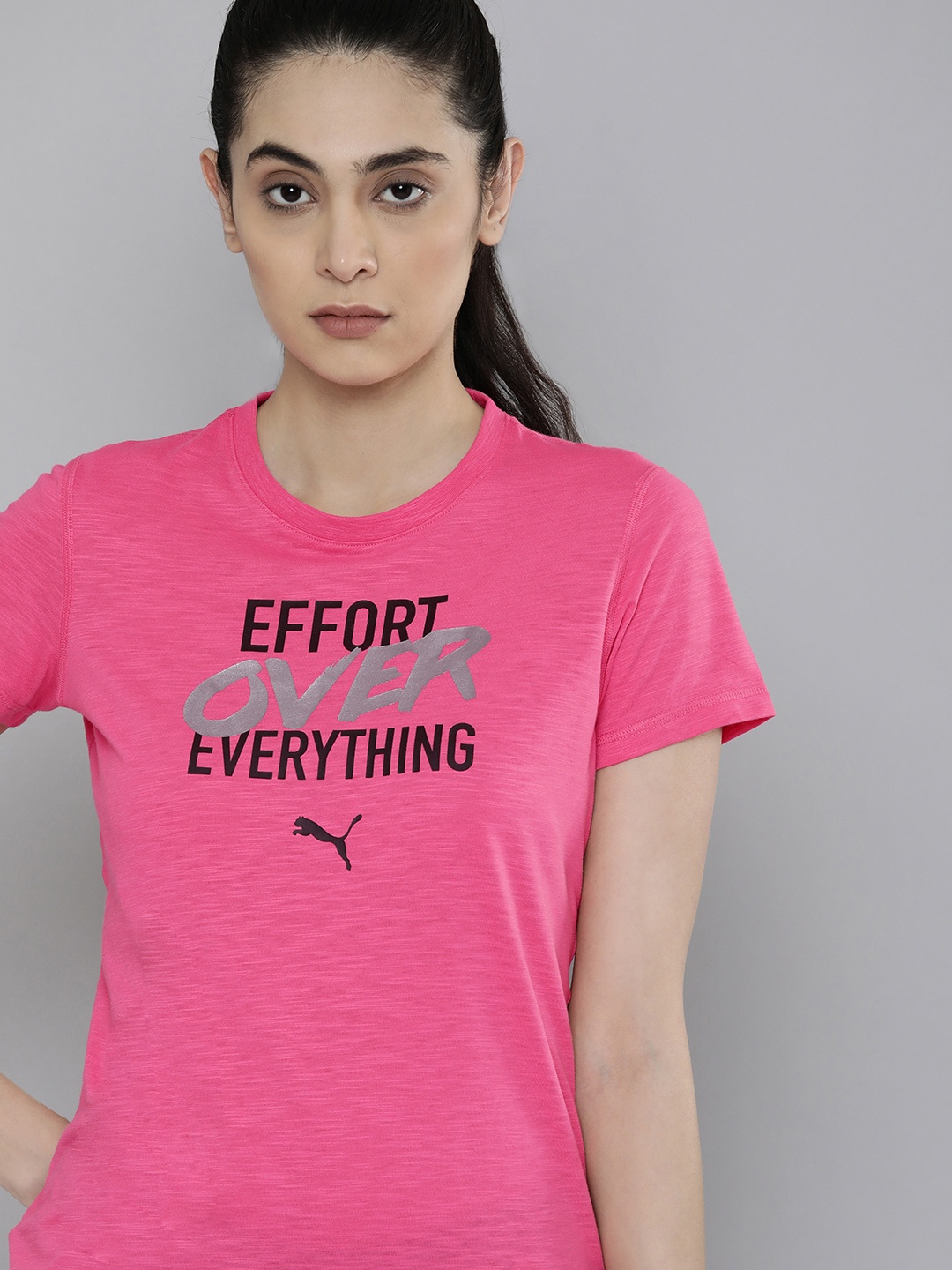 

Puma Women Pink Performance Slogan Typography Printed T-shirt