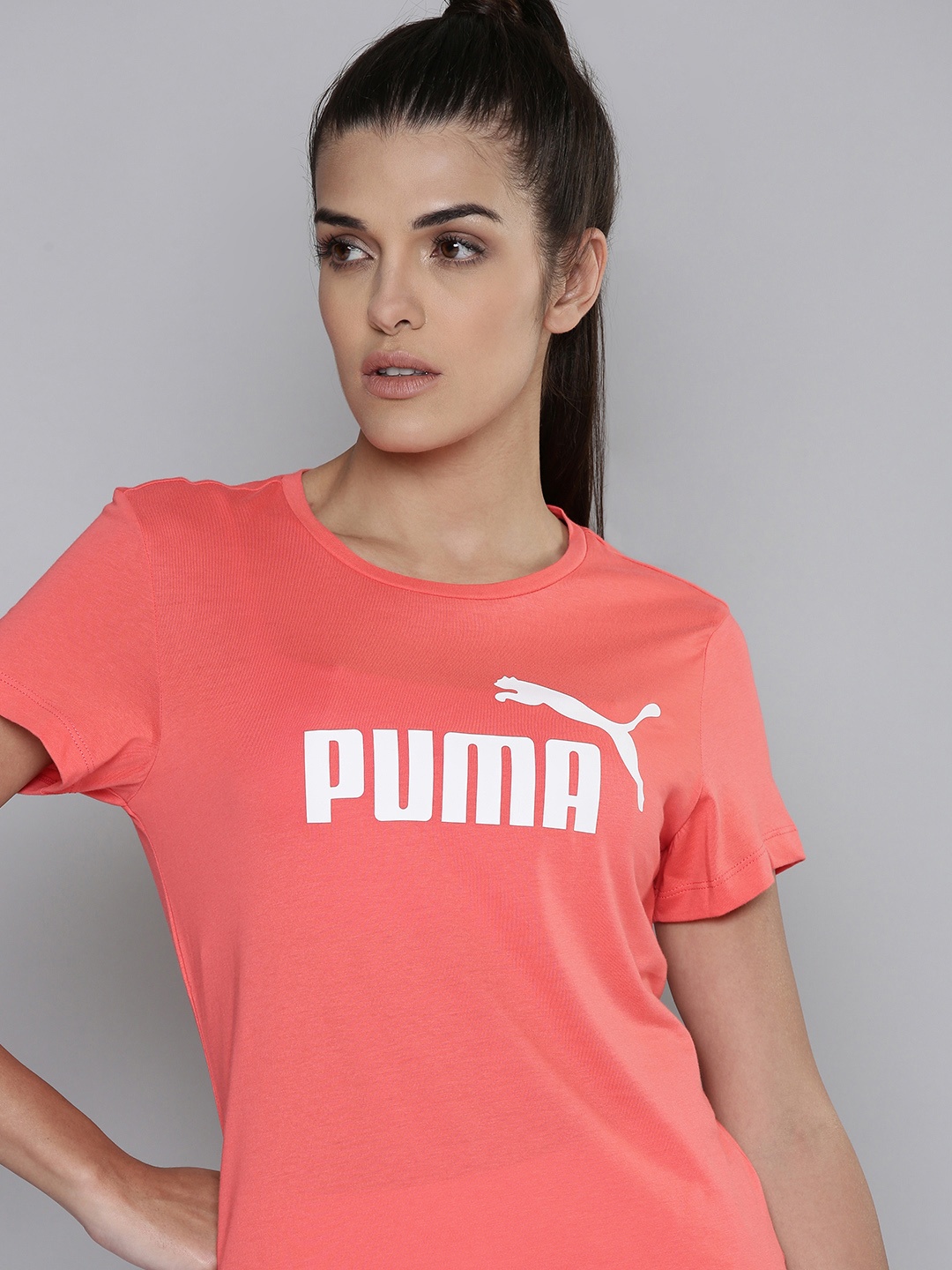 

Puma Women Pink Brand Logo Printed Pure Cotton T-shirt