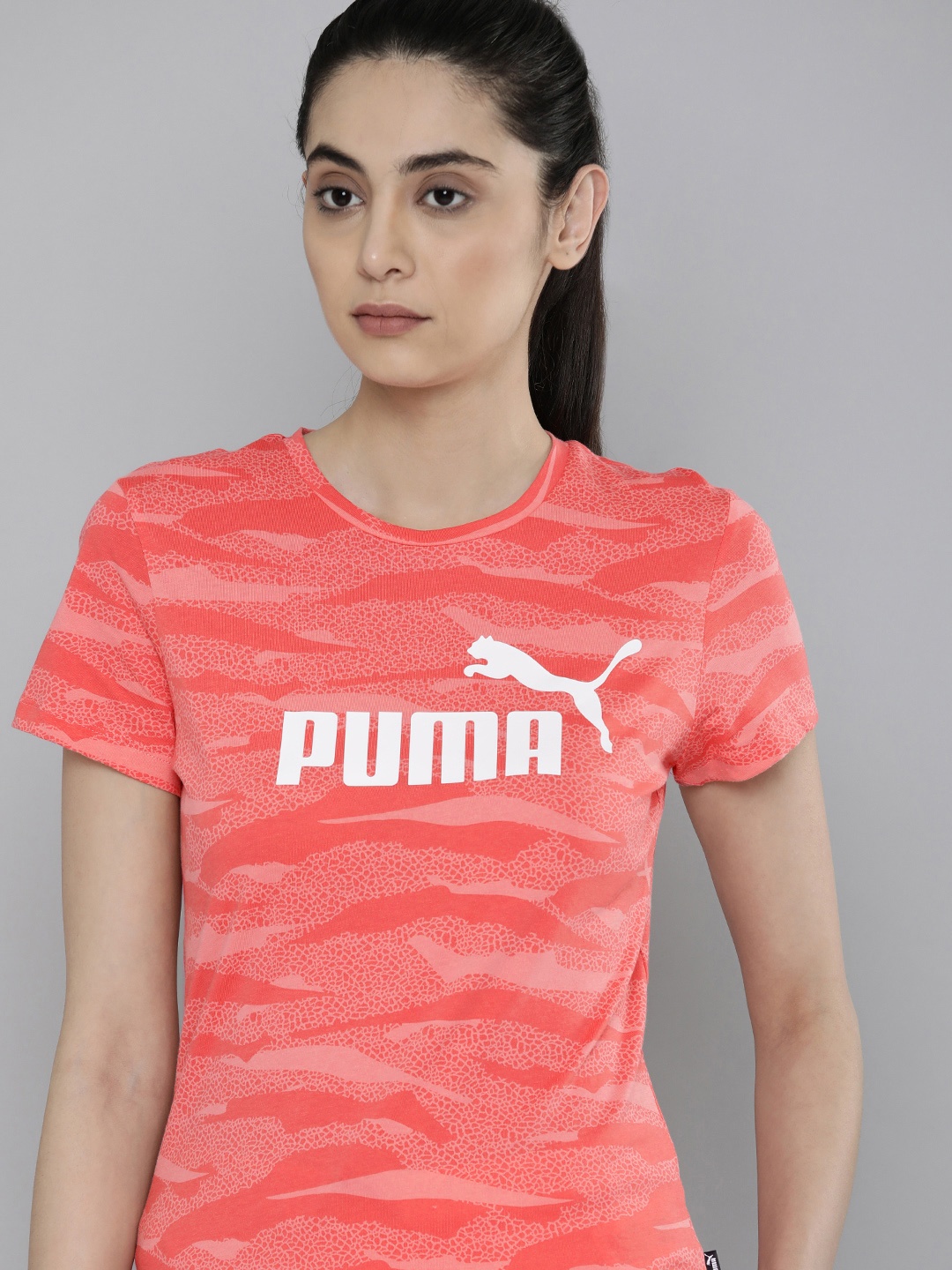 

Puma Essential+ Animal AOP Brand Logo Printed Pure Cotton Regular Fit T-shirt, Pink