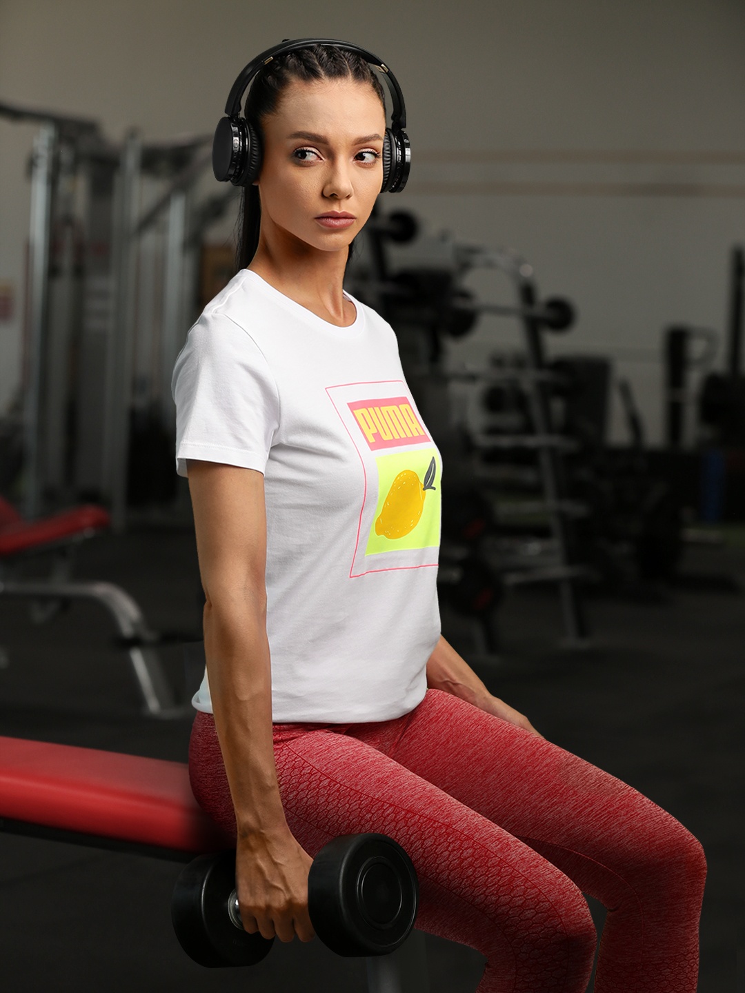 

Puma Women White Summer Squeeze Graphic Printed T-shirt