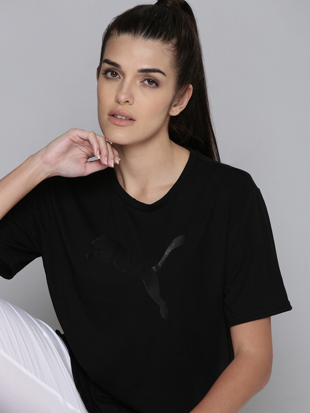 

Puma Women Black T-shirt