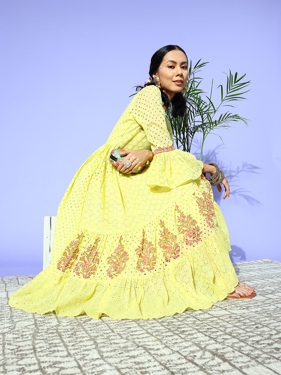 

ZOLA Women Yellow Cotton Swirling Volume Kurta